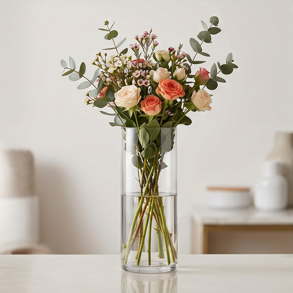 Clear Cylinder Glass Vase - GV12