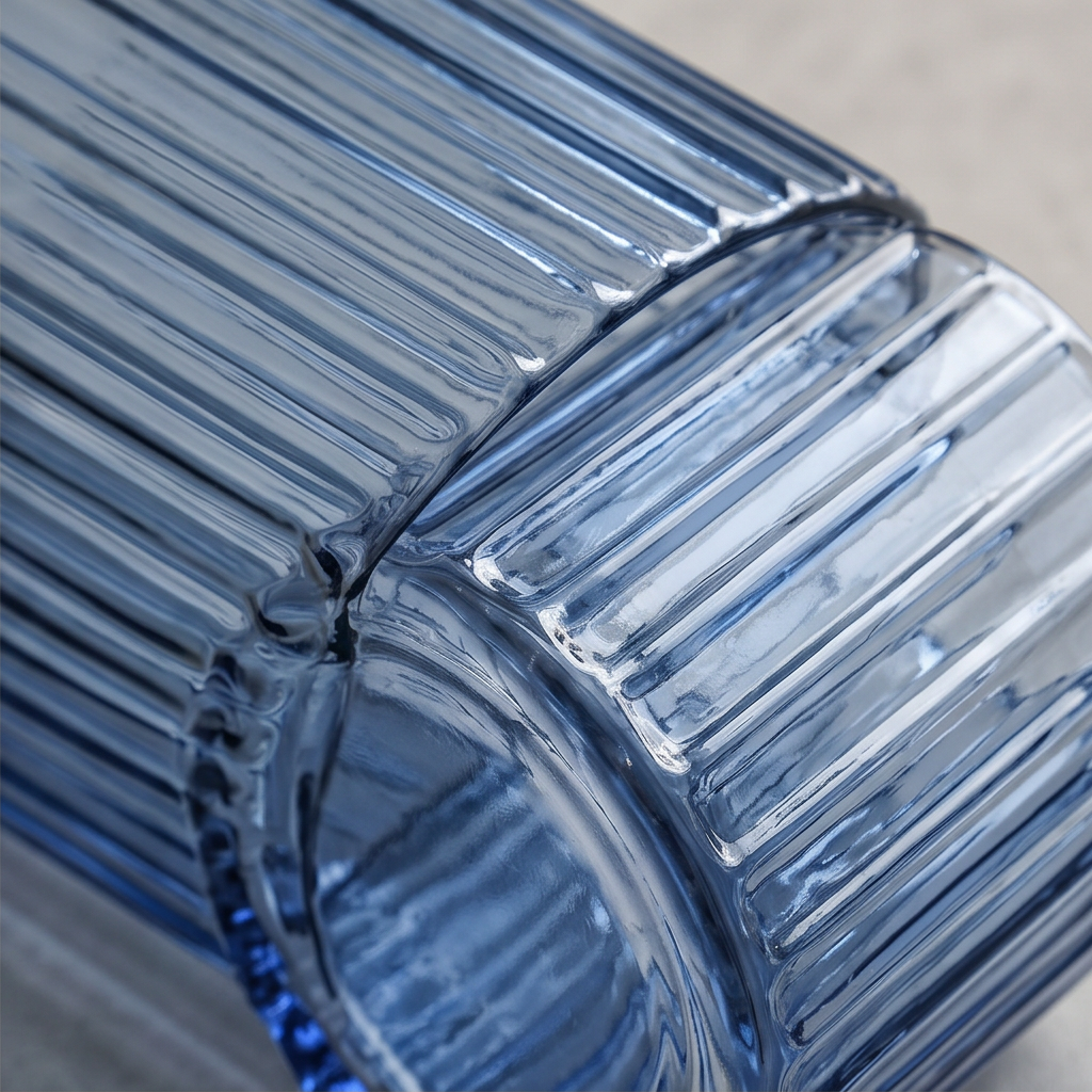 Ribbed Blue Glass Vase - GV10